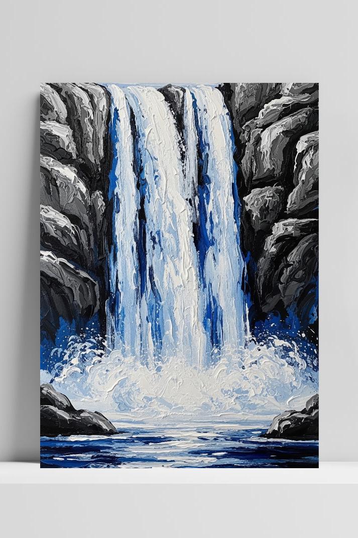 Waterfall Aquarel op 3mm aluminium dibond
