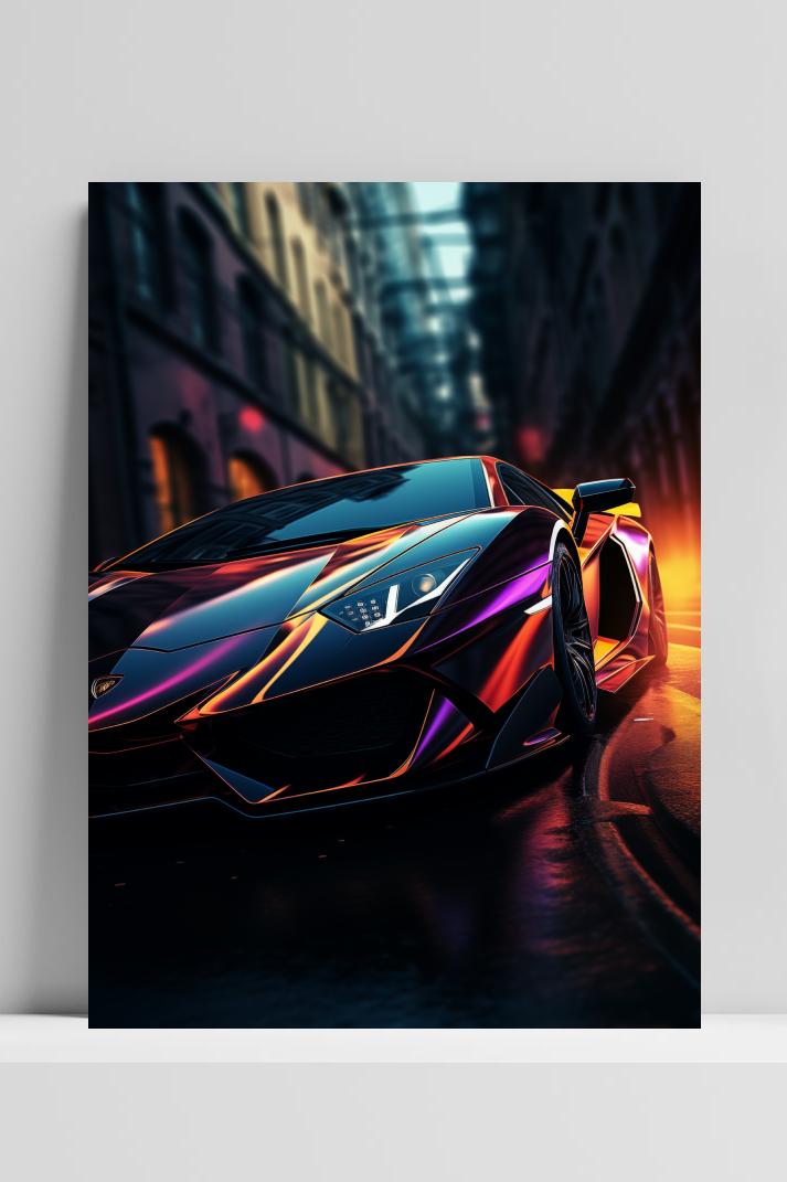 Lambo Paars op 3mm aluminium dibond