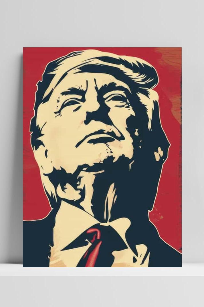 Donald Trump Pop Art Rood op 3mm aluminium dibond