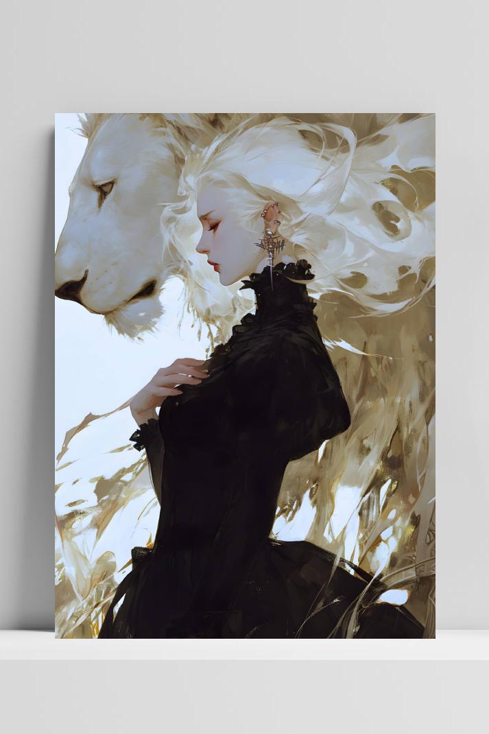 Leeuw Meisje op 3mm aluminium dibond