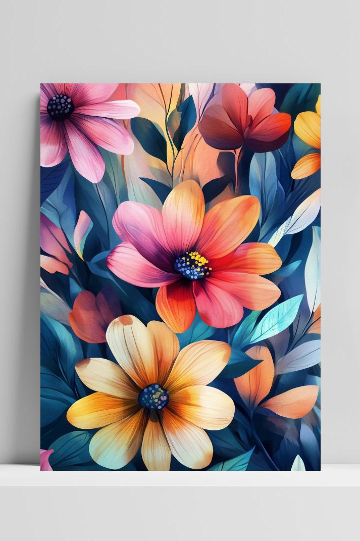 Bloemen Kleurrijke op 3mm aluminium dibond