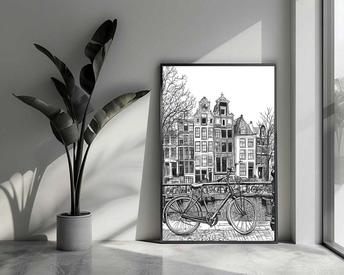 Amsterdam Bicycle B&W poster van 25 Artstreet