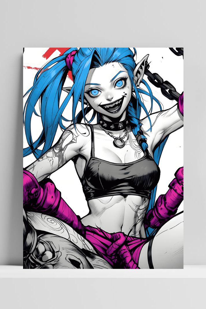 League of Legends Jinx op 3mm aluminium dibond