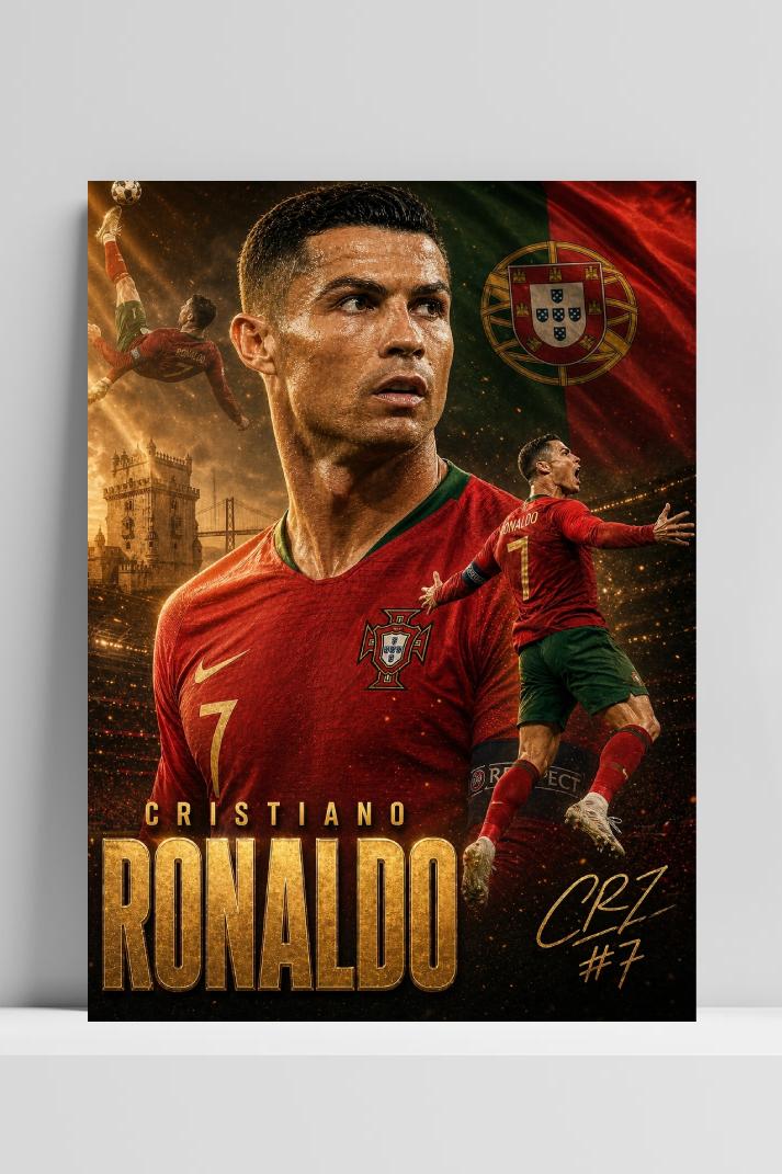 Cristiano Ronaldo op 3mm aluminium dibond