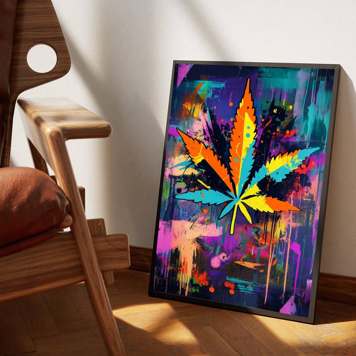 Cannabis Graffiti en un interior