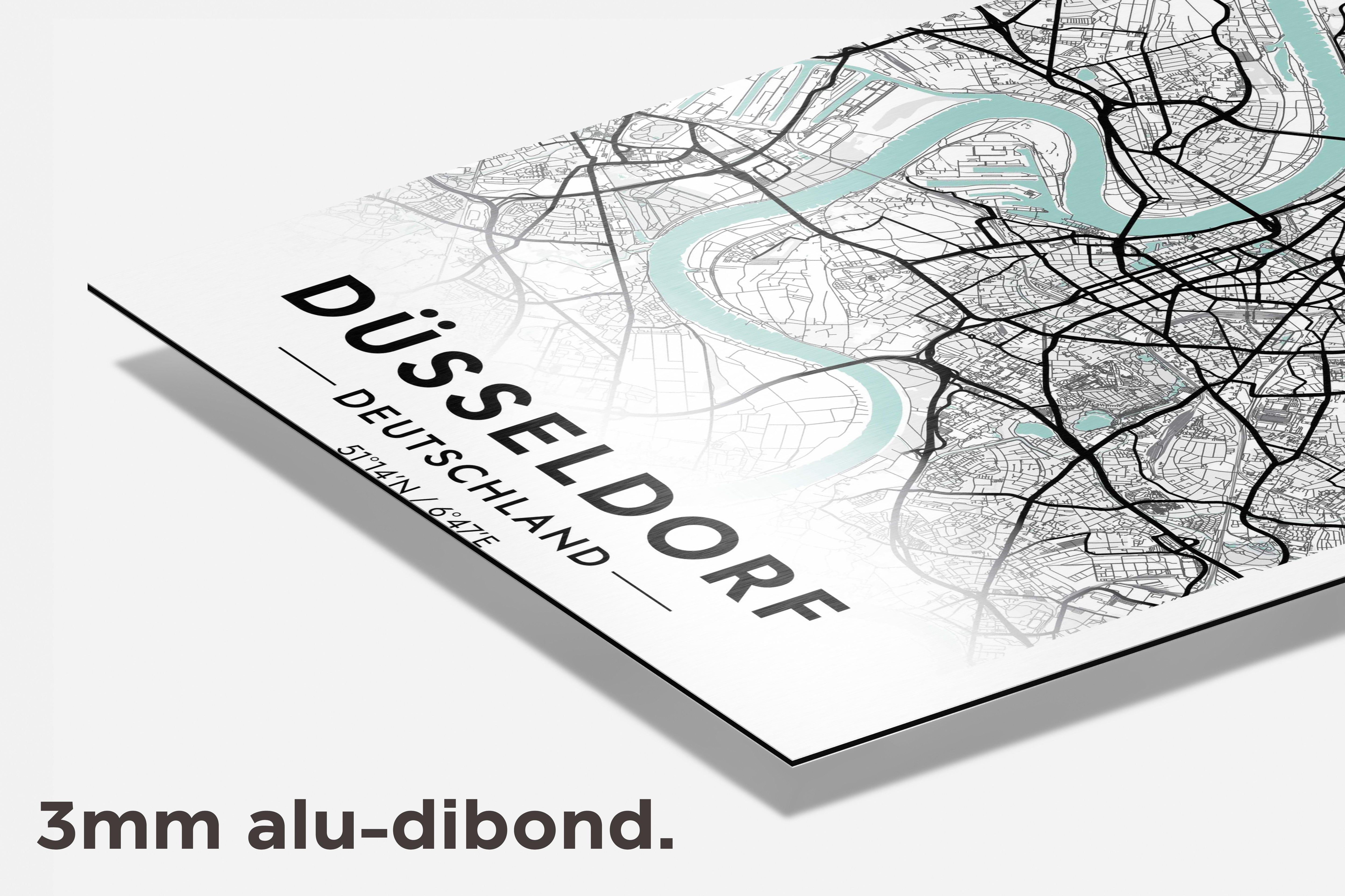 Düsseldorf Kaart Duitsland dibond detail