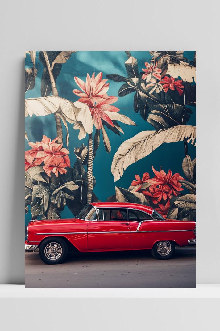 Vintage Auto op 3mm aluminium dibond