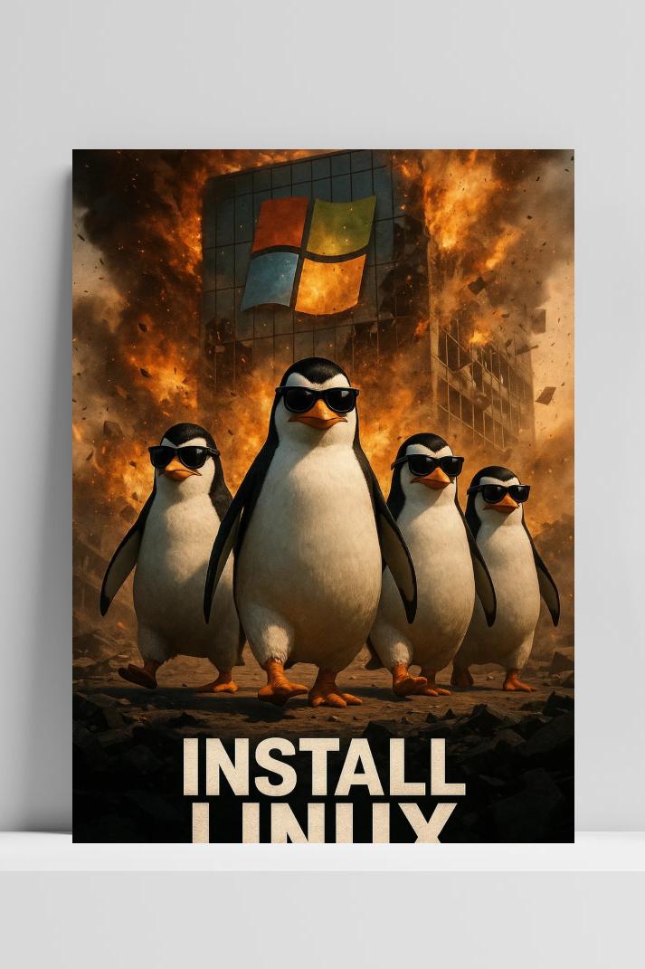 Penguin Linux Windows Logo op 3mm aluminium dibond