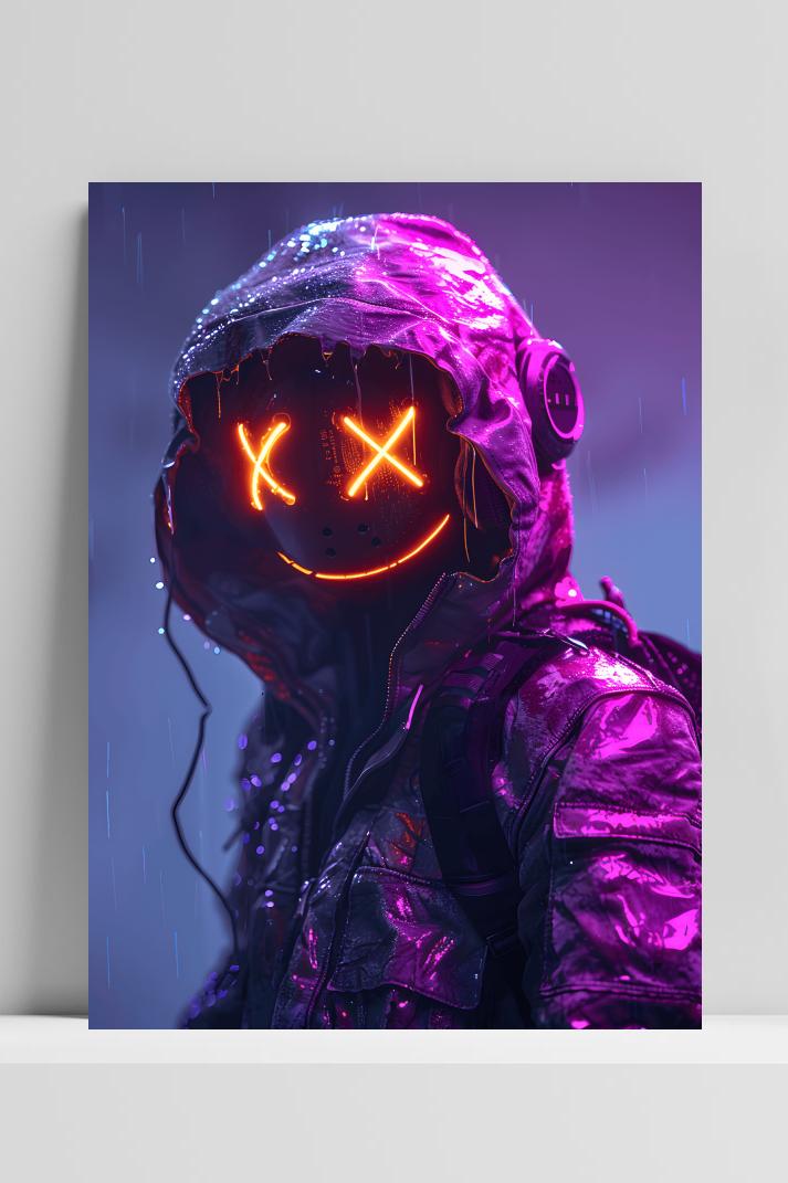 Neon X Smileys op 3mm aluminium dibond