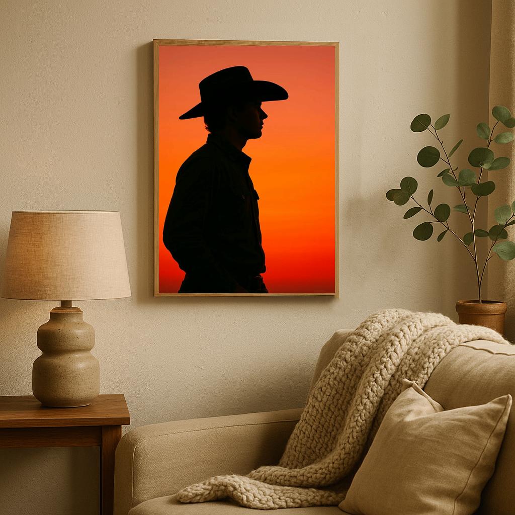 Cowboy Silhouette Sunset poster sfeerbeeld 2