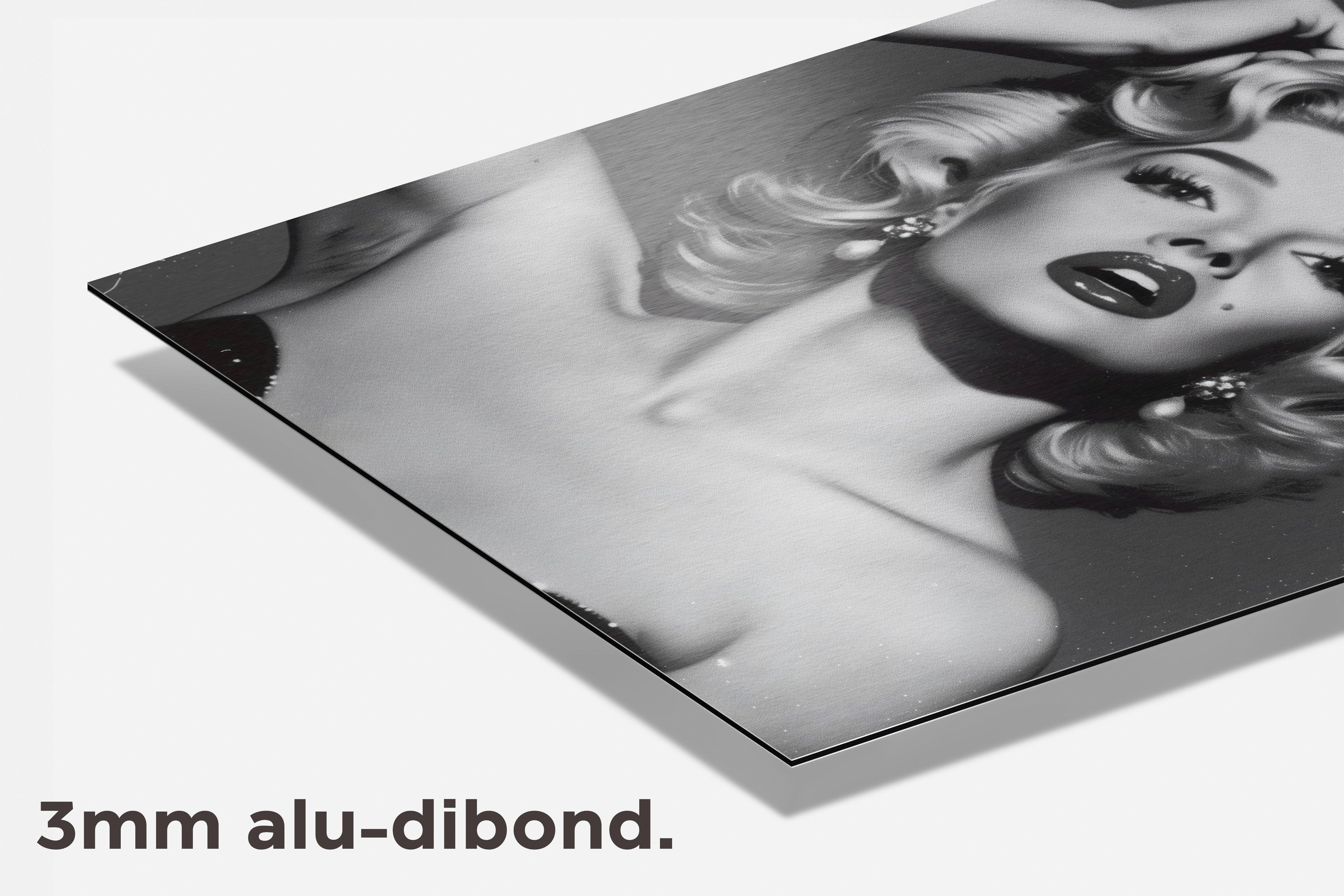 Marilyn Monroe Zwart Wit dibond detail