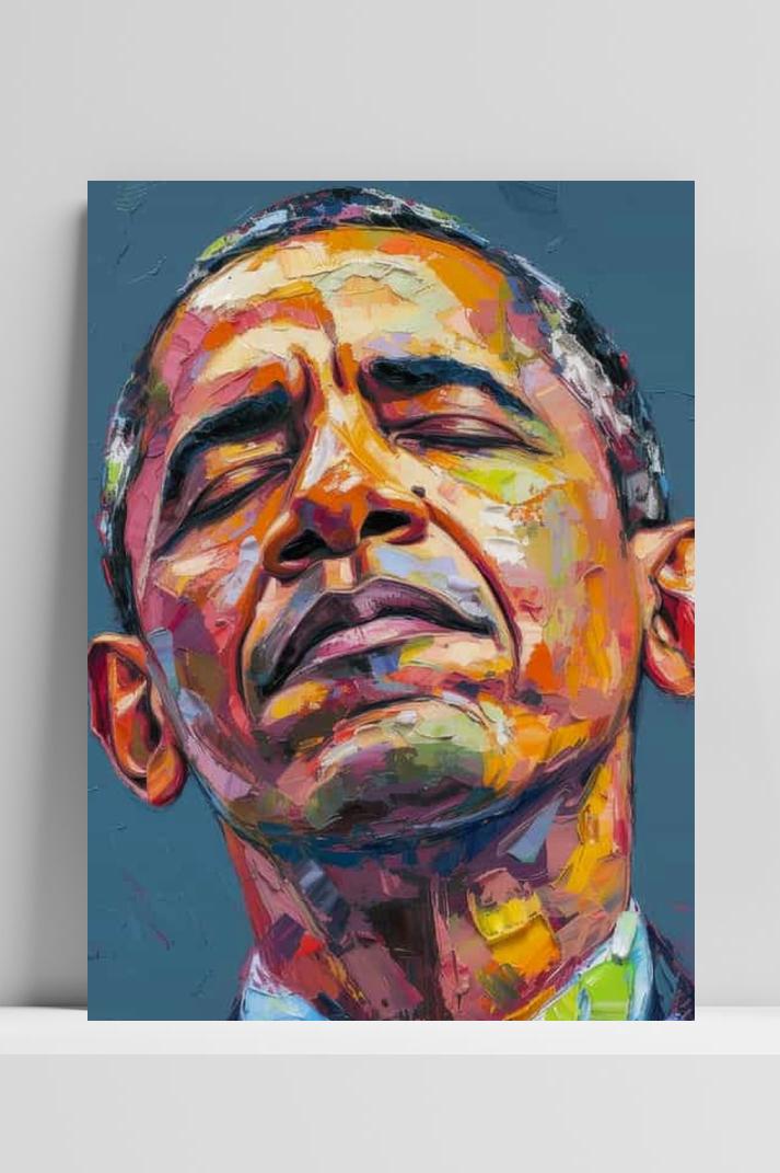 Barack Obama op 3mm aluminium dibond