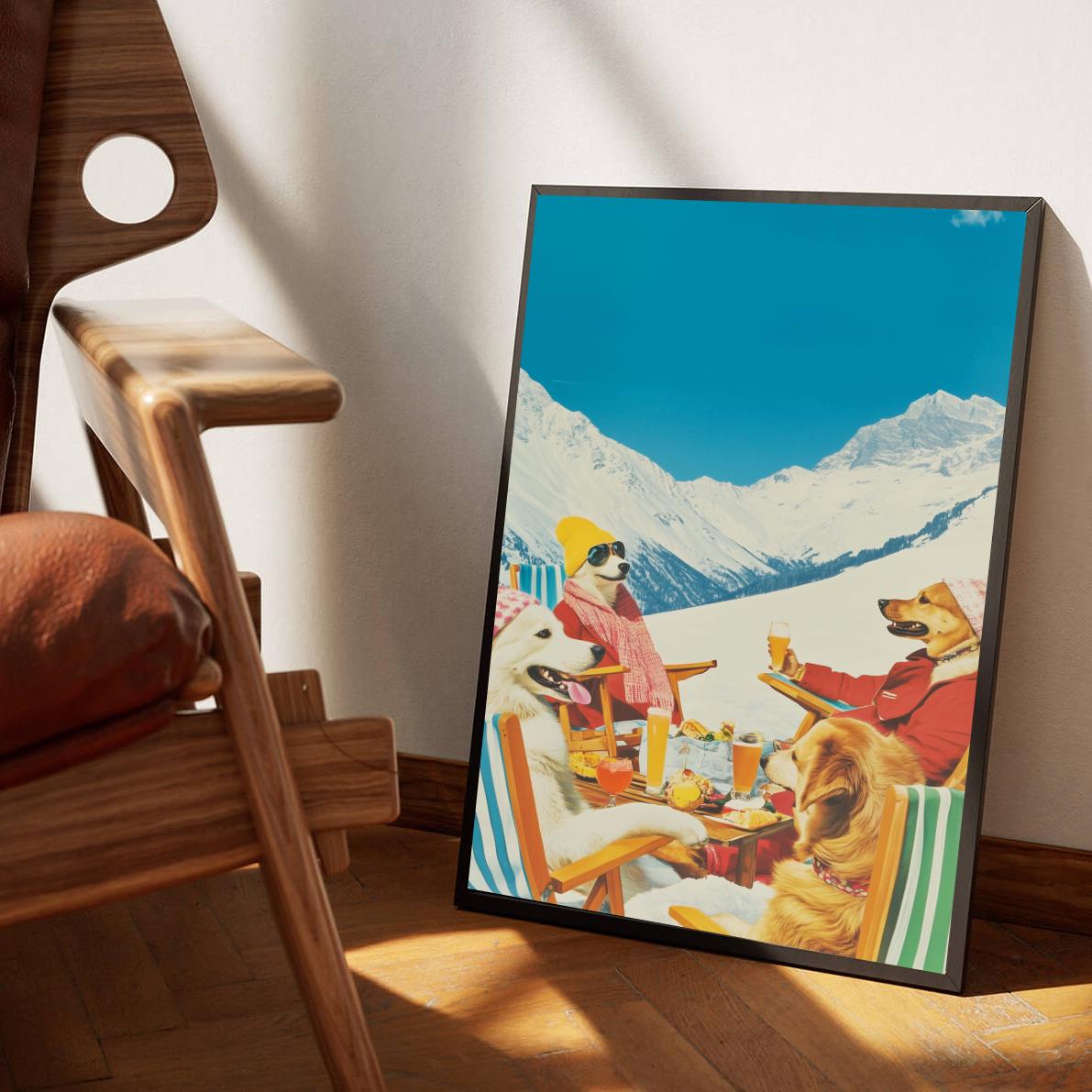 Dogs Mountain Snow dans un intérieur