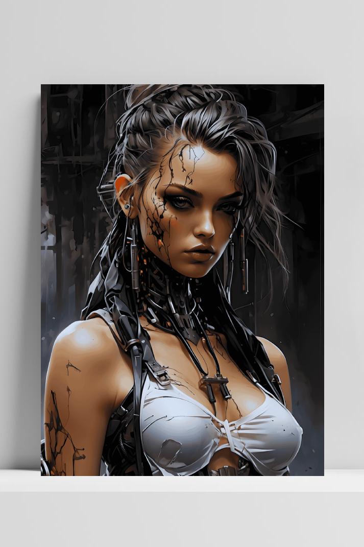 Tombraider Cyborg op 3mm aluminium dibond