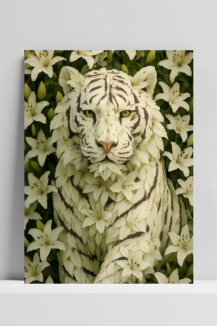 White Tiger Flower op 3mm aluminium dibond
