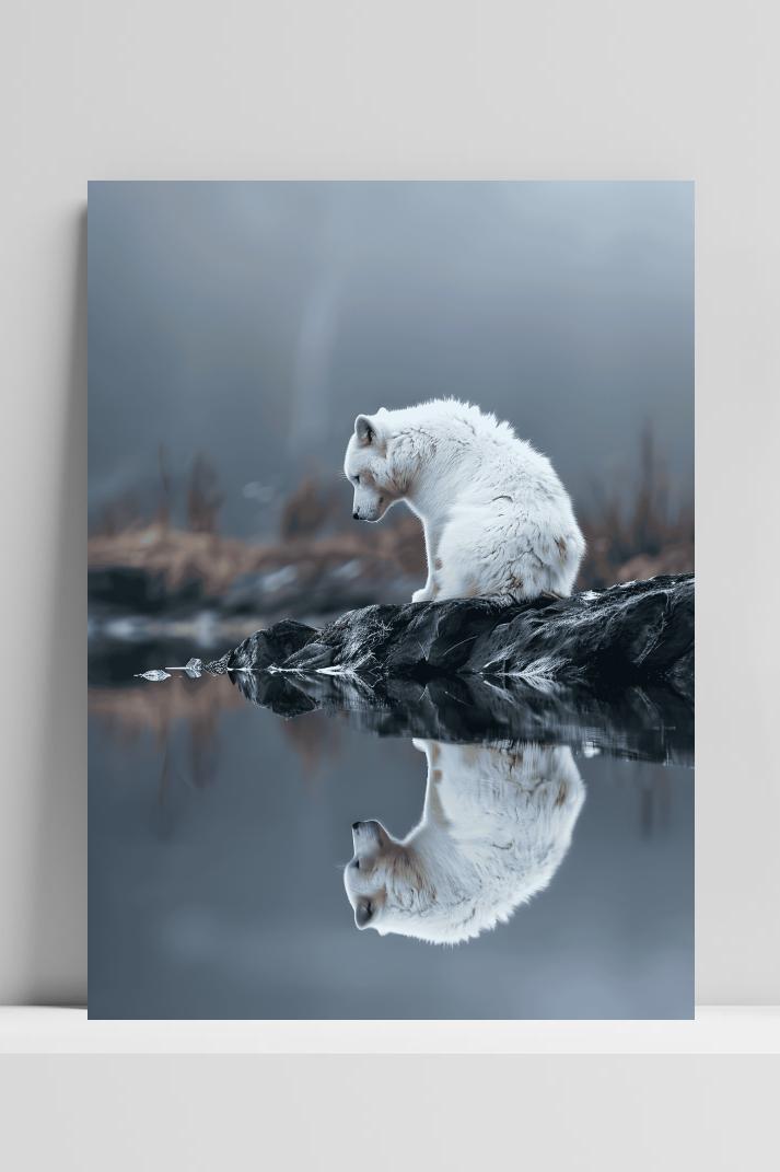 Witte Vos op 3mm aluminium dibond