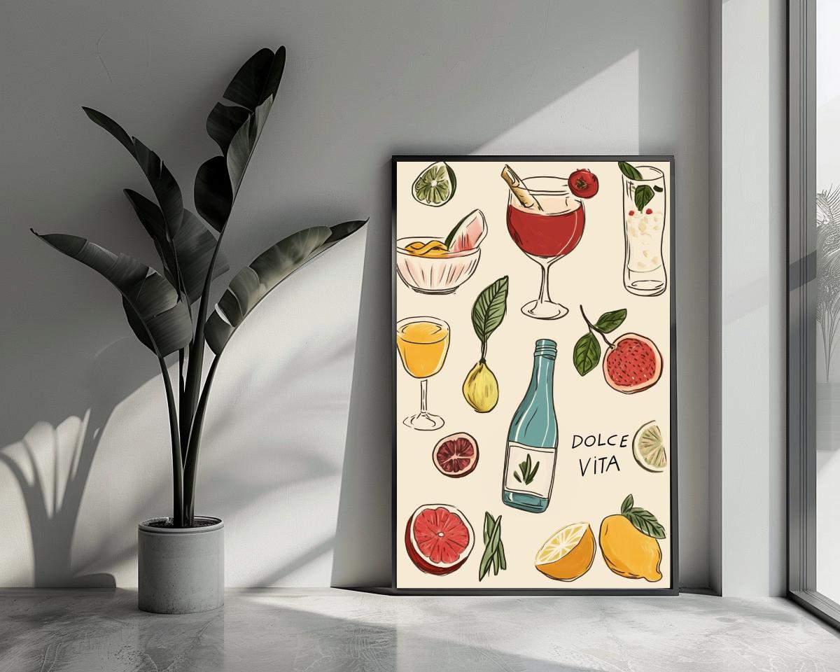 Dolce Vita Text Cocktail poster van 25 Artstreet
