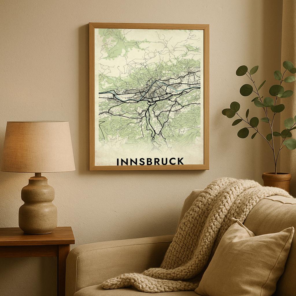 Innsbruck Map Österreich Vintage poster sfeerbeeld 2