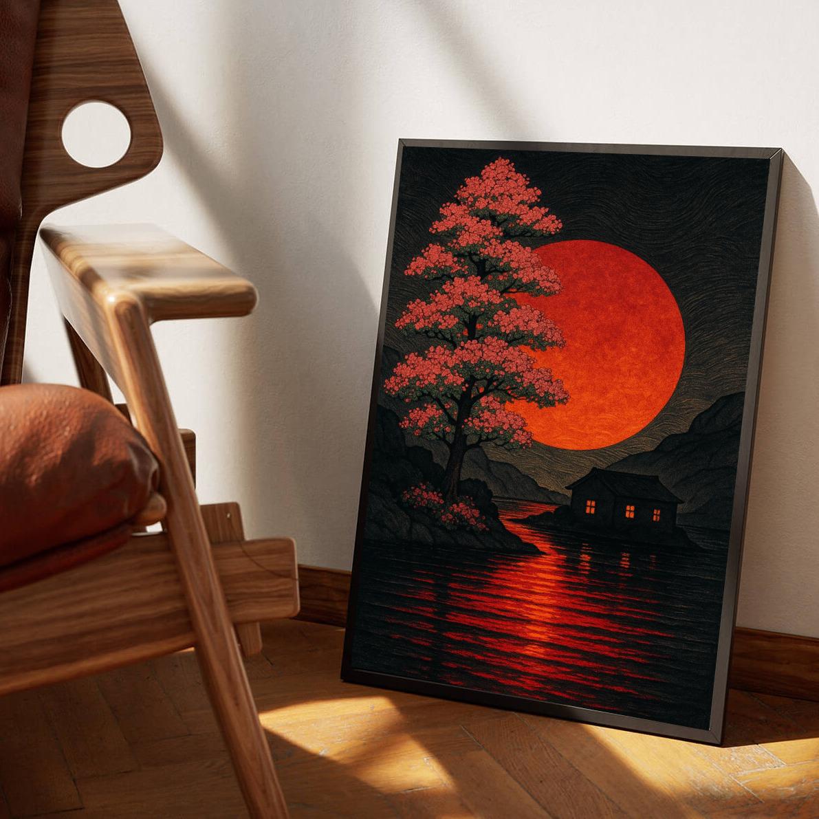 Red Moon Japanese Art poster sfeerbeeld 3