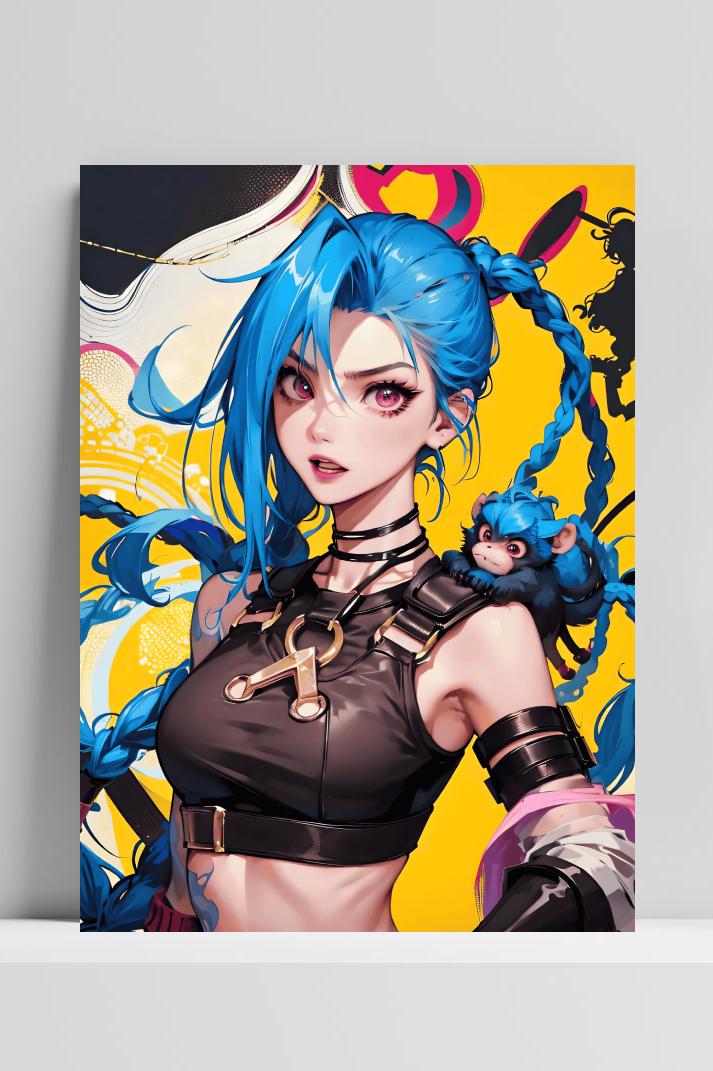 Jinx League of Legends op 3mm aluminium dibond