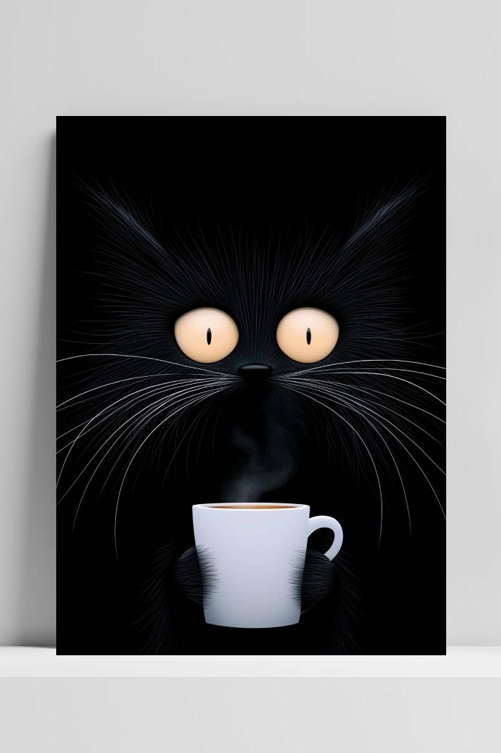 Koffie Kat op 3mm aluminium dibond