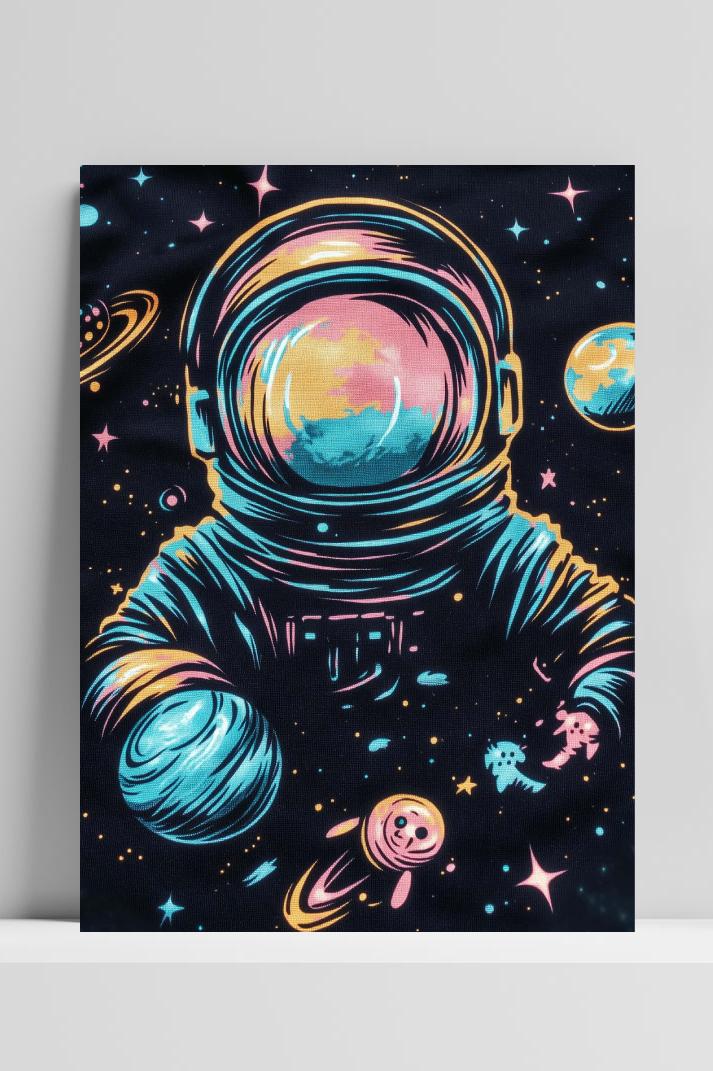 Astronaut Space Retro op 3mm aluminium dibond