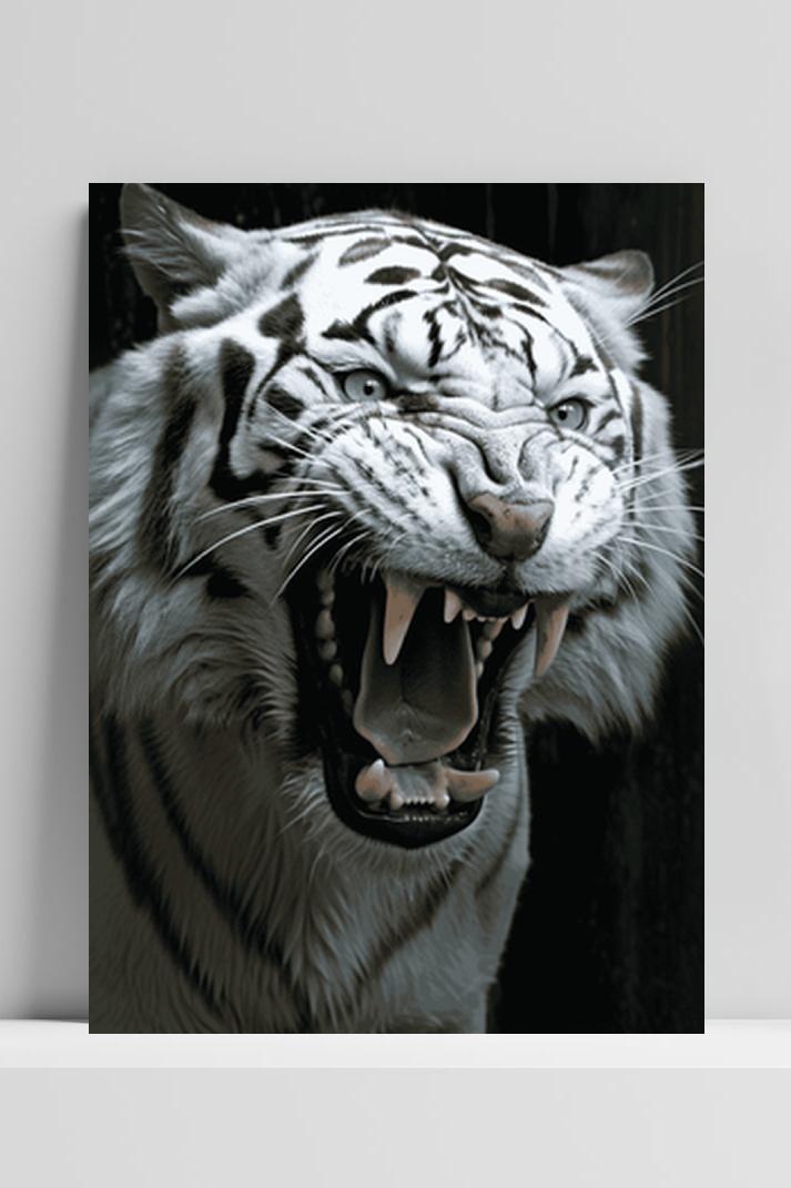 Witte Tijger Grom op 3mm aluminium dibond