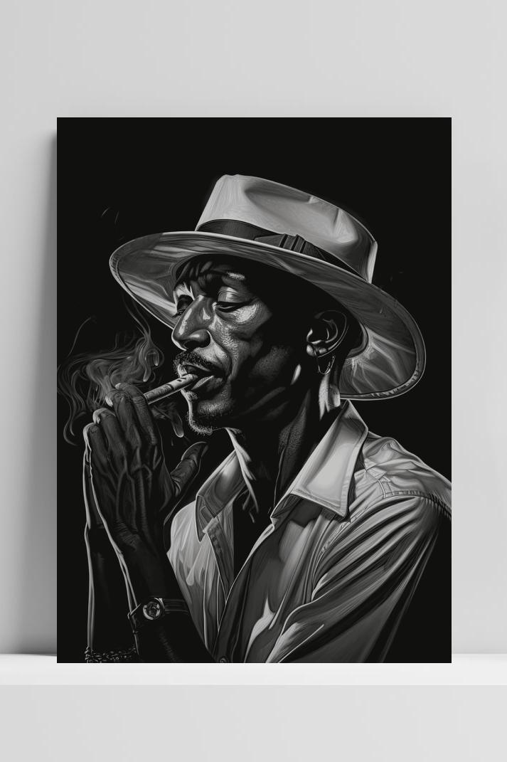 Man in Rook op 3mm aluminium dibond