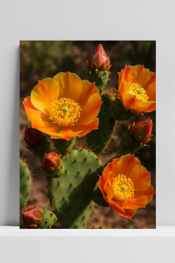 Cactus Flowers Prickly Pear in an interior