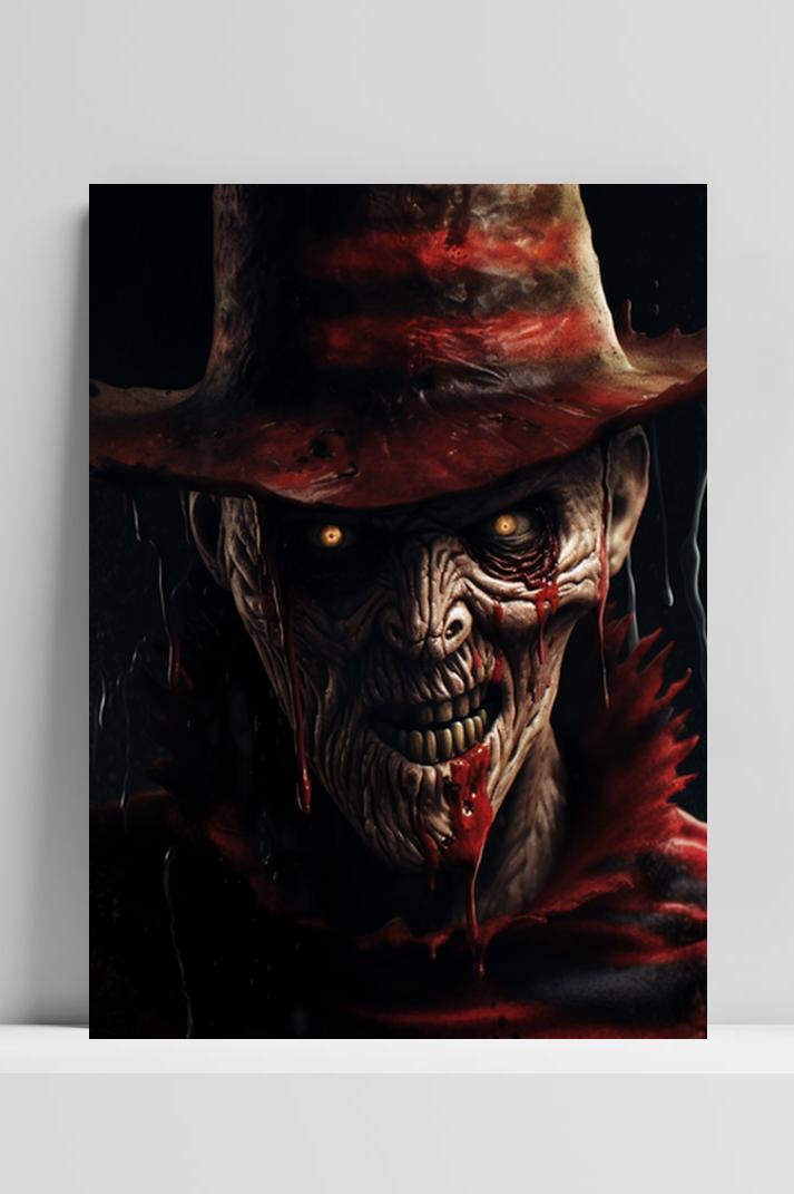 Halloween Freddy Krueger op 3mm aluminium dibond