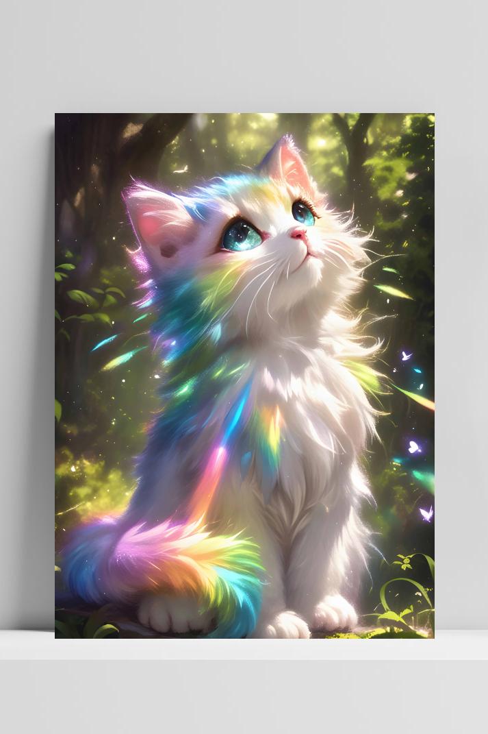 Kat Kleurrijk op 3mm aluminium dibond
