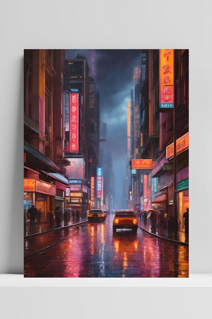 Azie Neon Stad op 3mm aluminium dibond