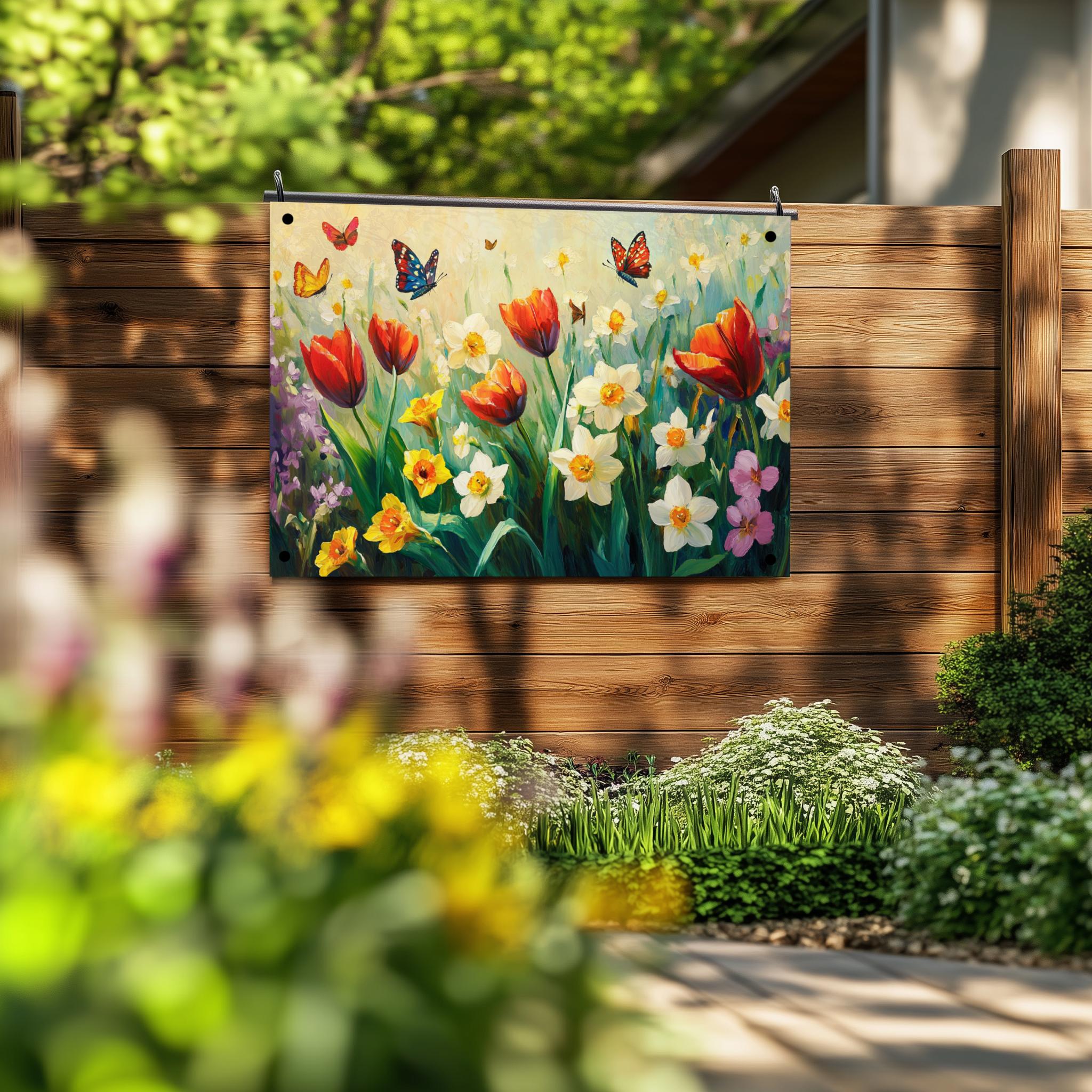 Tuinposter Bloemen Vlinders sfeerbeeld 2