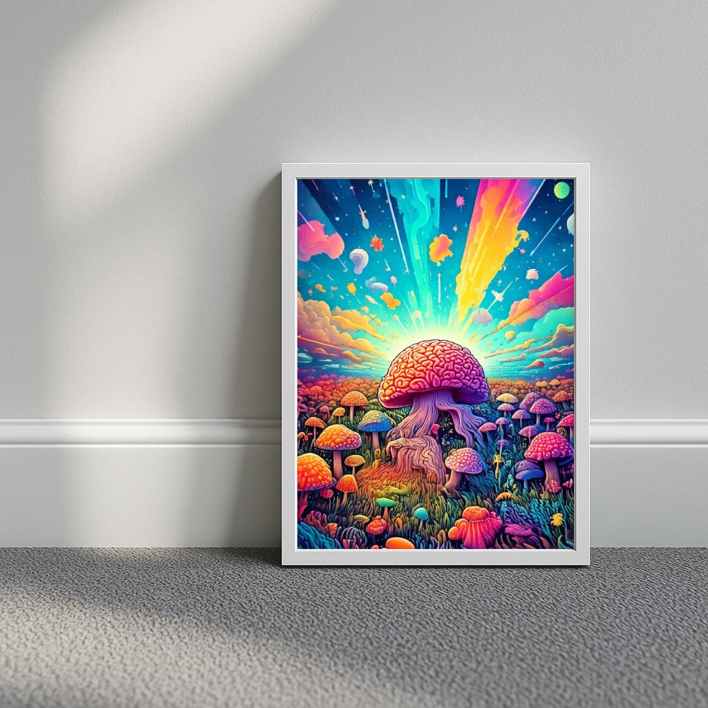 Psychedelic Mushroom Field poster sfeerbeeld 3