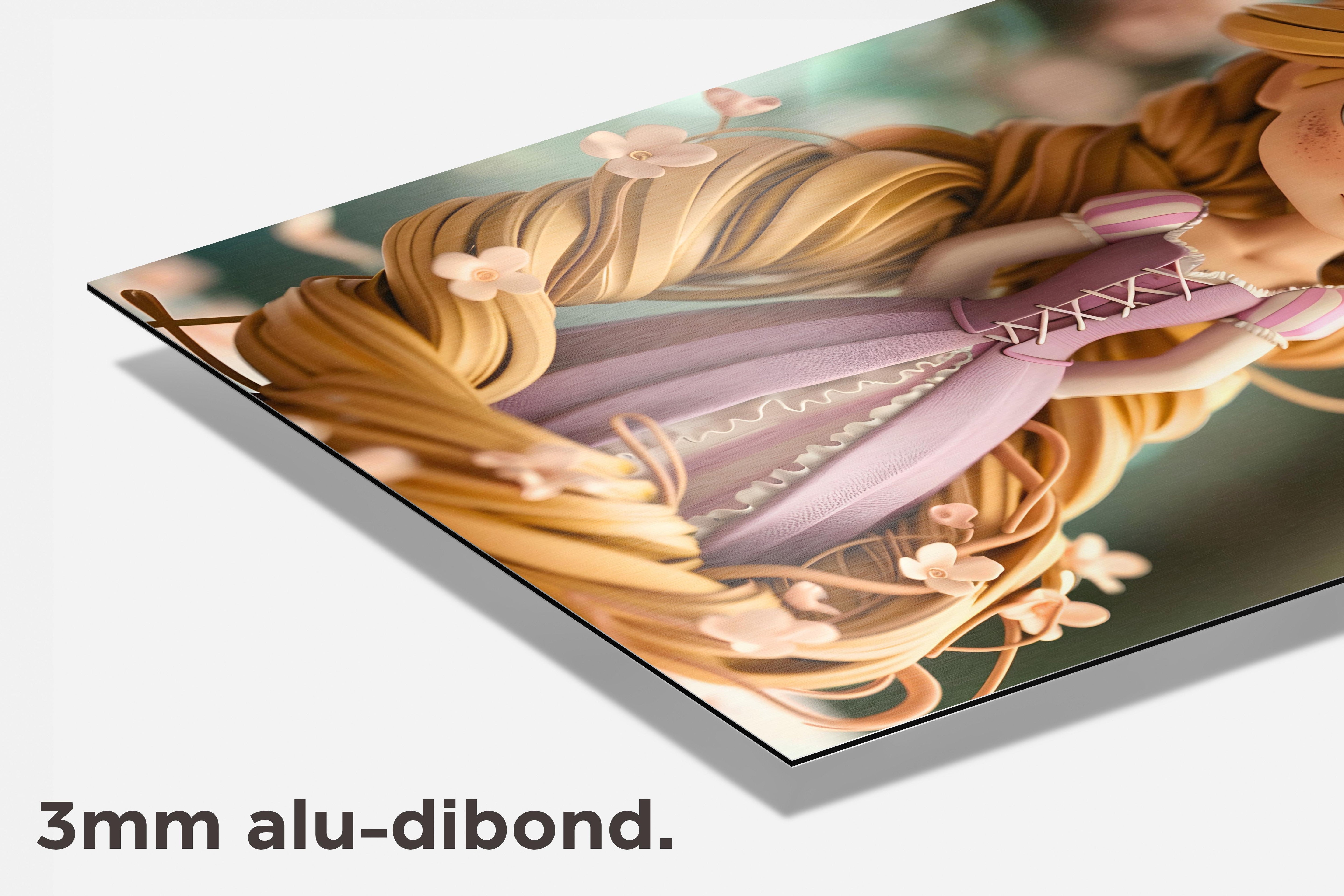 Schattige Rapunzel dibond detail