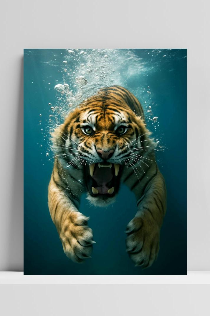 Tiger Underwater op 3mm aluminium dibond