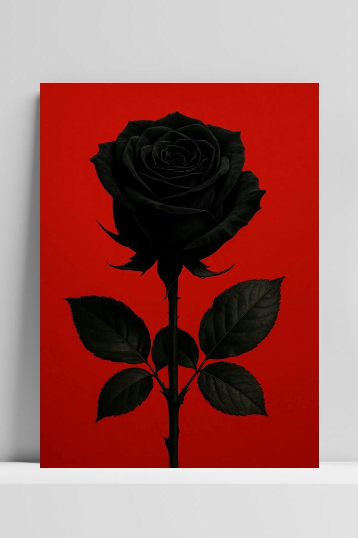 Black Rose op 3mm aluminium dibond