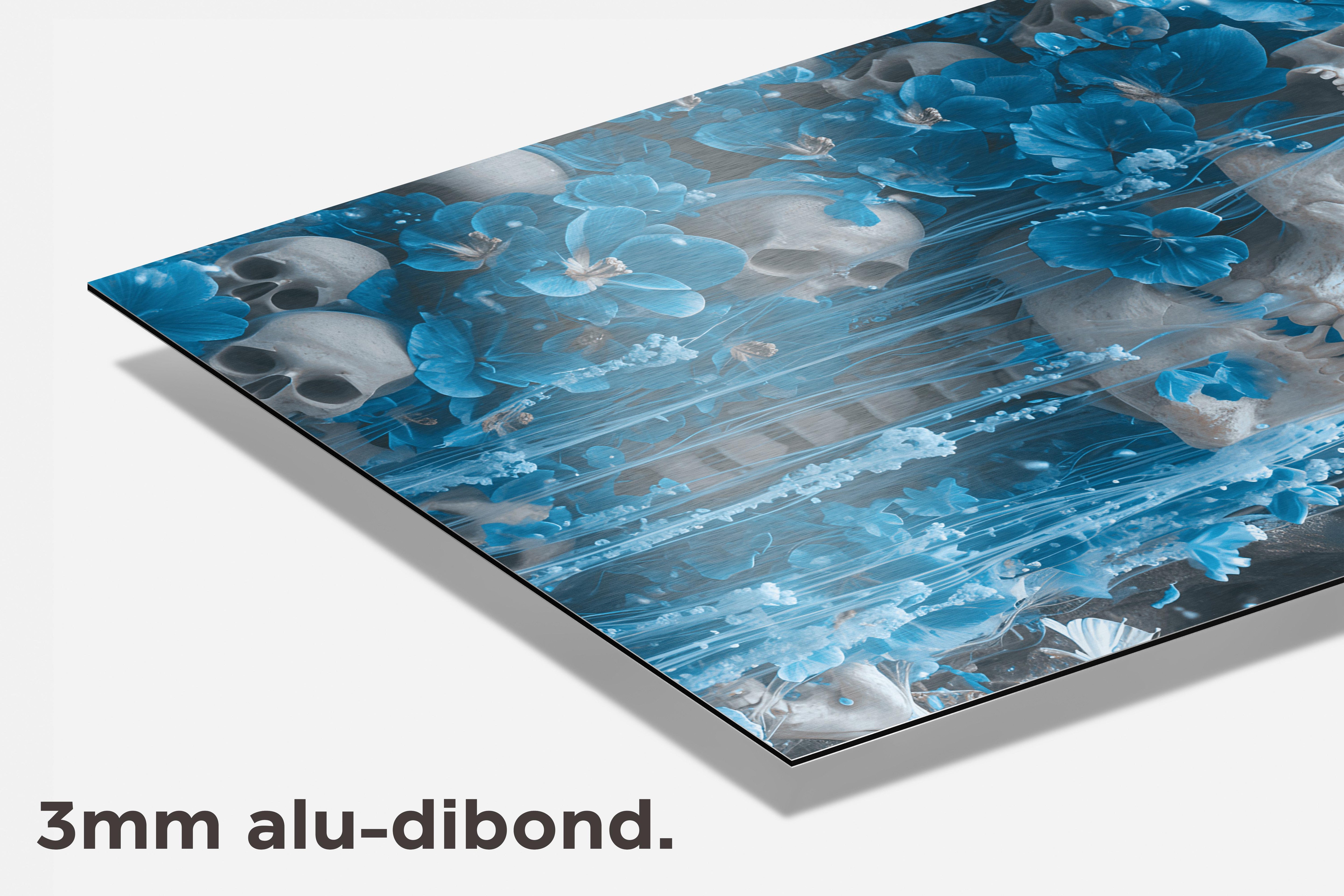 Blauwe Skelet dibond detail