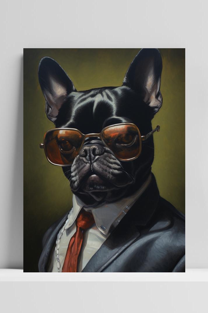 Frenchie op 3mm aluminium dibond