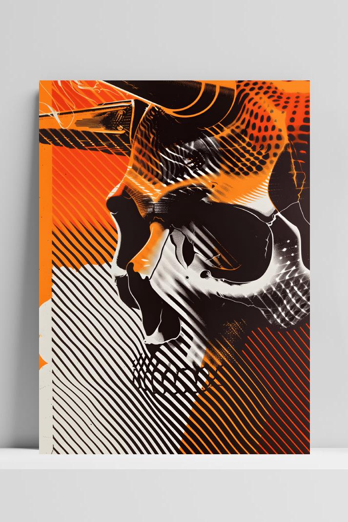 Schedel op 3mm aluminium dibond