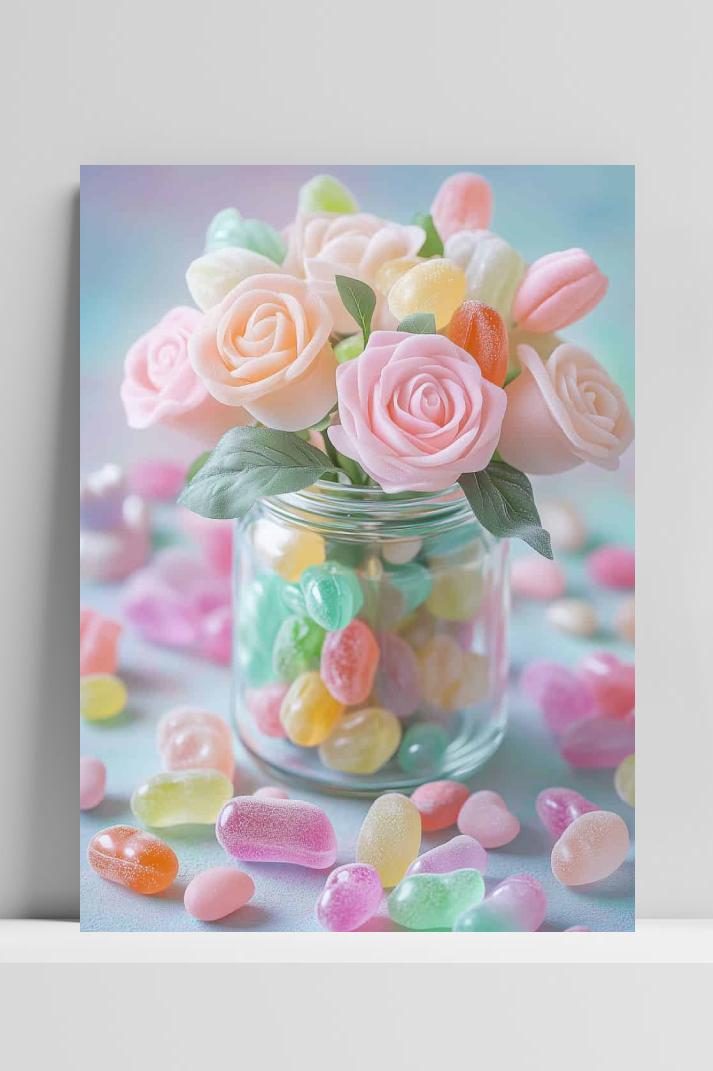 Bloemen Snoep Pot op 3mm aluminium dibond