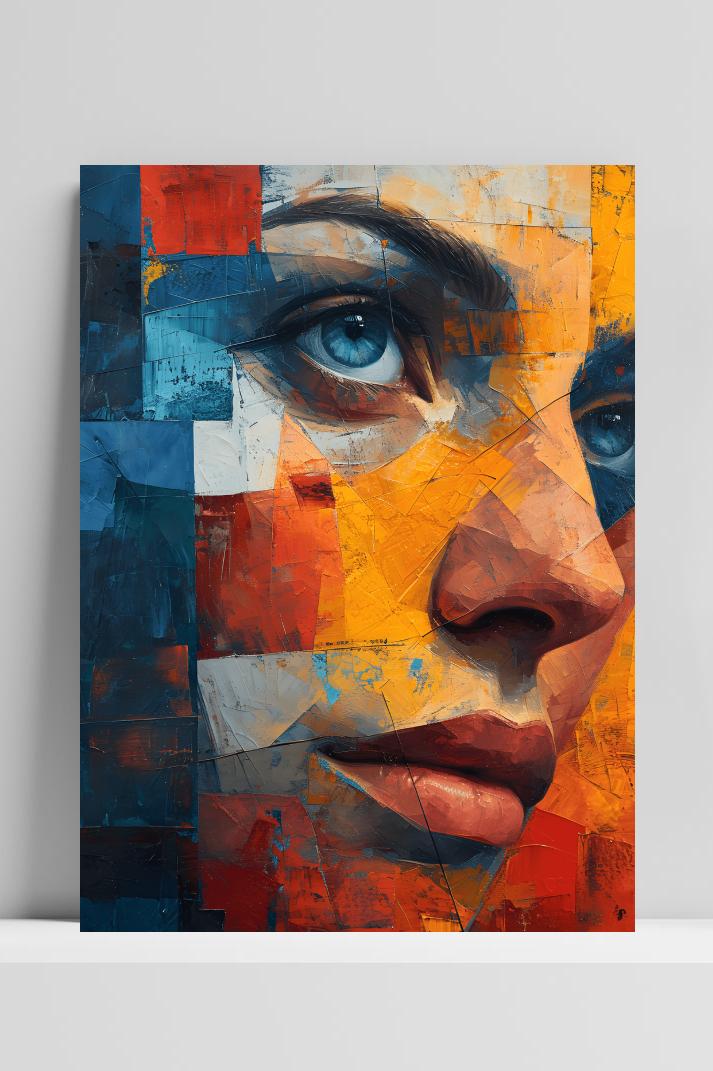 Vrouw Kleurvol op 3mm aluminium dibond