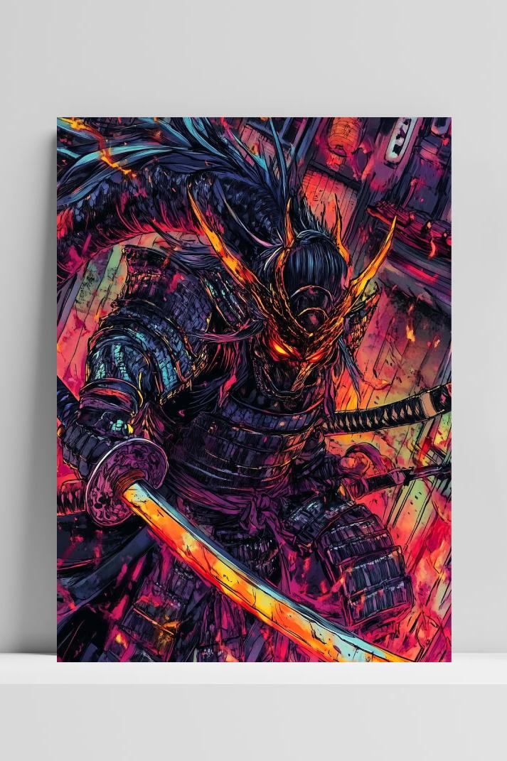 Samurai Monster op 3mm aluminium dibond