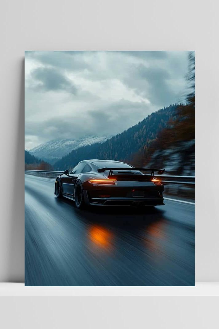 Snelle Sportauto op 3mm aluminium dibond