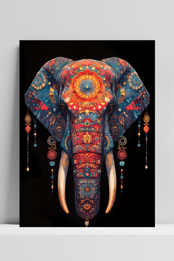 Olifant Mandala op 3mm aluminium dibond