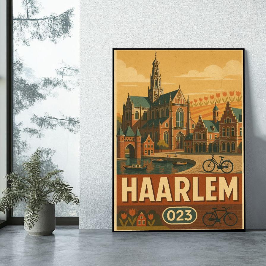 Haarlem Netherlands Vintage Text poster sfeerbeeld 1