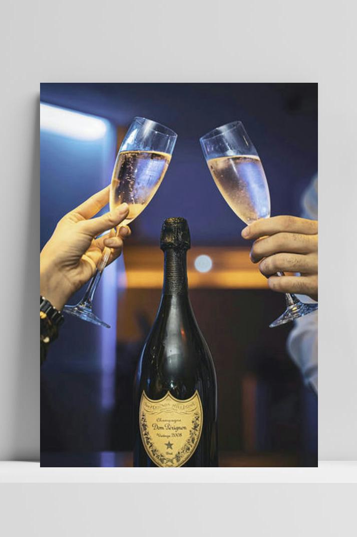 Dom Perignon Cheers op 3mm aluminium dibond