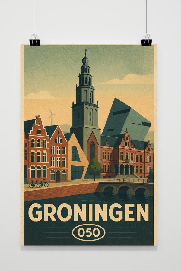 Groningen Netherlands Vintage Poster