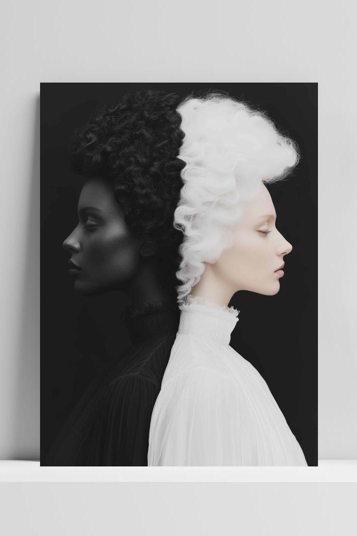 Vrouwen Zwart-Wit op 3mm aluminium dibond