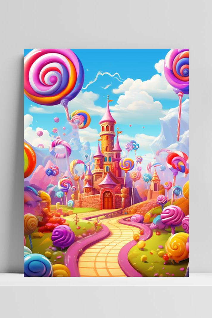 Lolly Wonderland Kasteel op 3mm aluminium dibond
